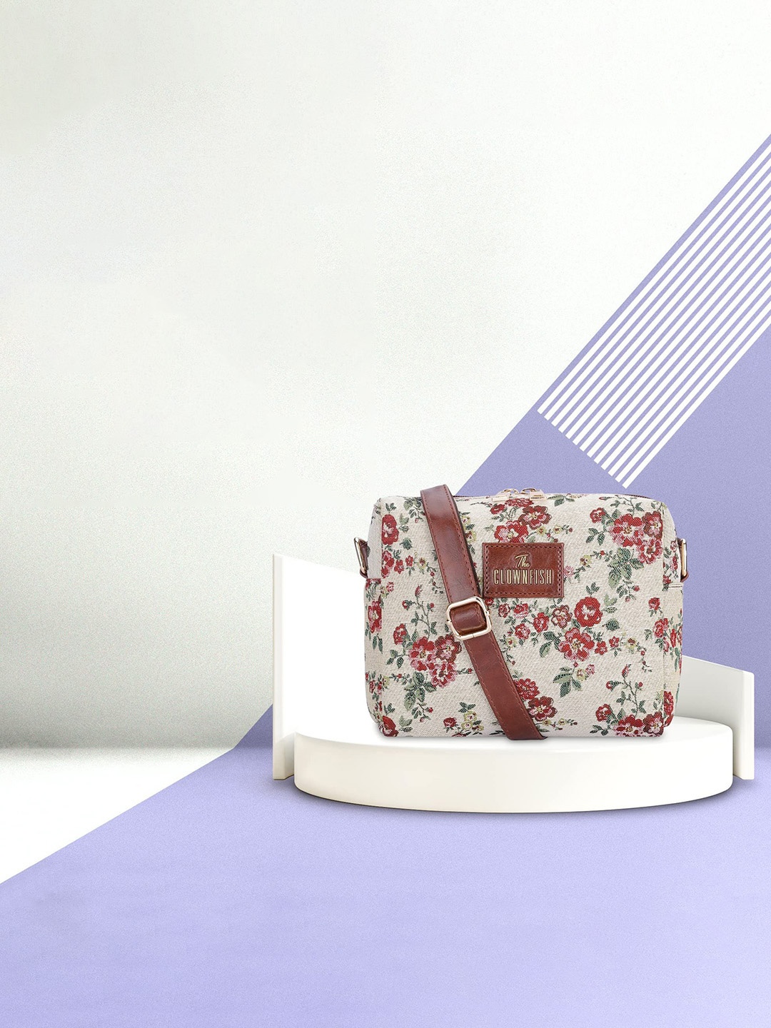 

THE CLOWNFISH Pack Of 2 Floral Printed Shoulder Bag & Sling Bag, Brown