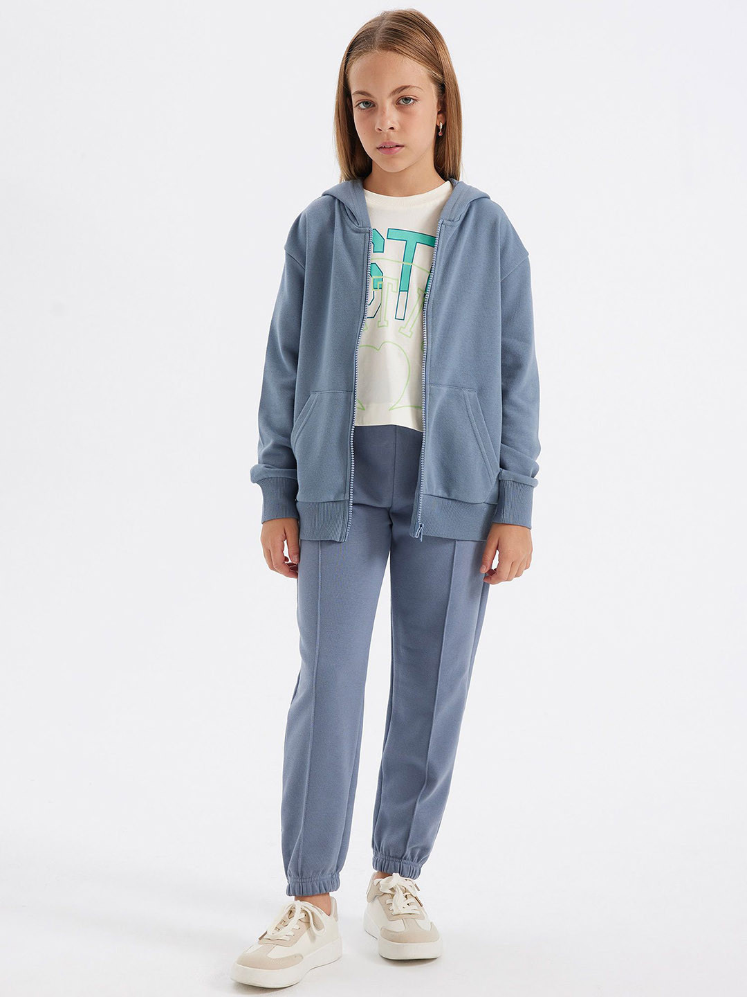 

DeFacto Girls Solid Cotton Joggers Trousers, Na