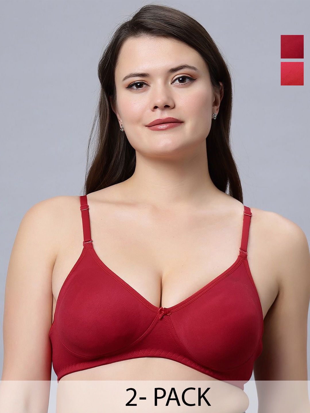 

In Care Women Pack of 2 Full Coverage T-shirt Bra, Red