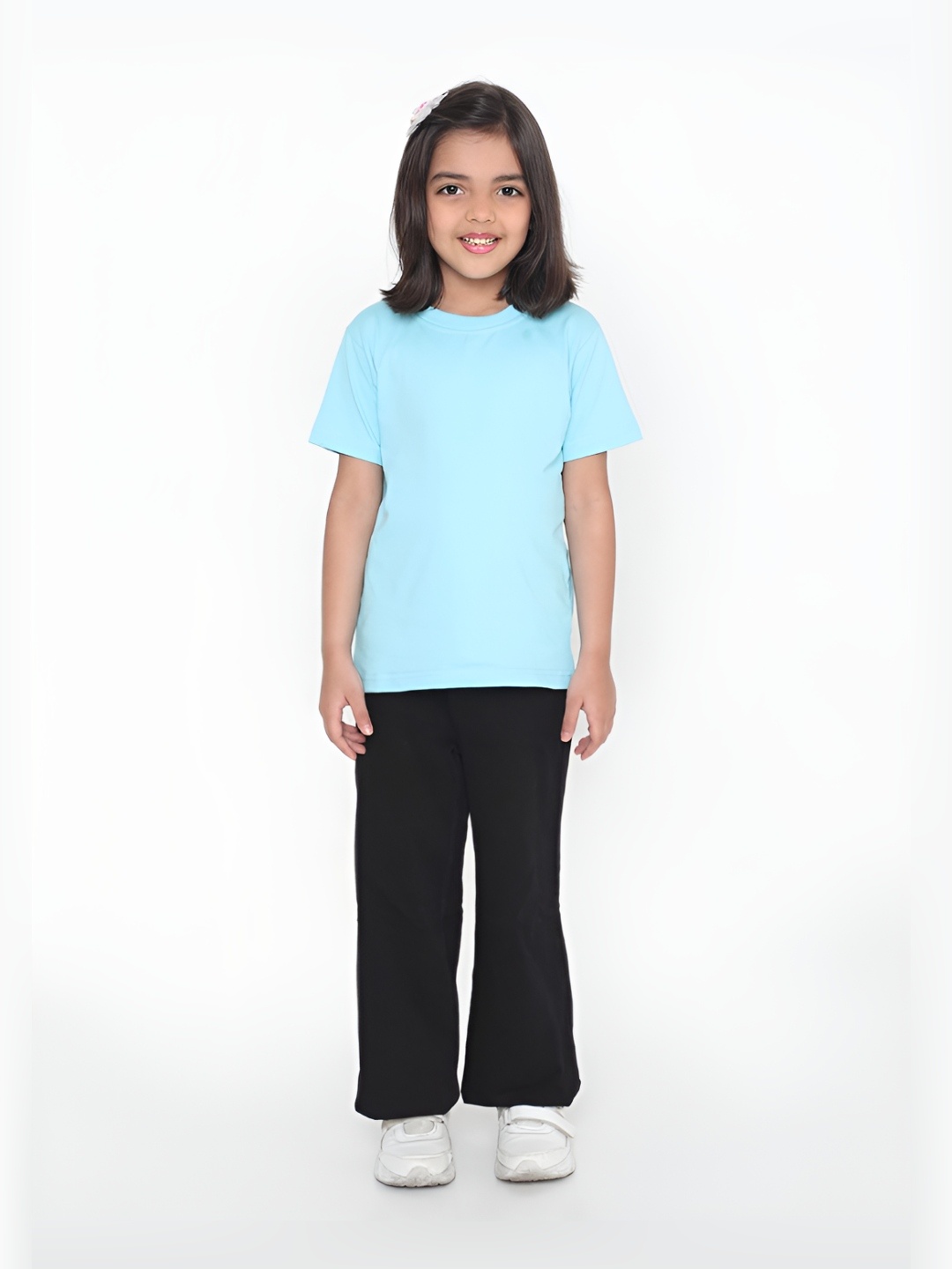 

FALTU.CO Girls Solid Round Neck Pure Cotton T-shirt, Blue