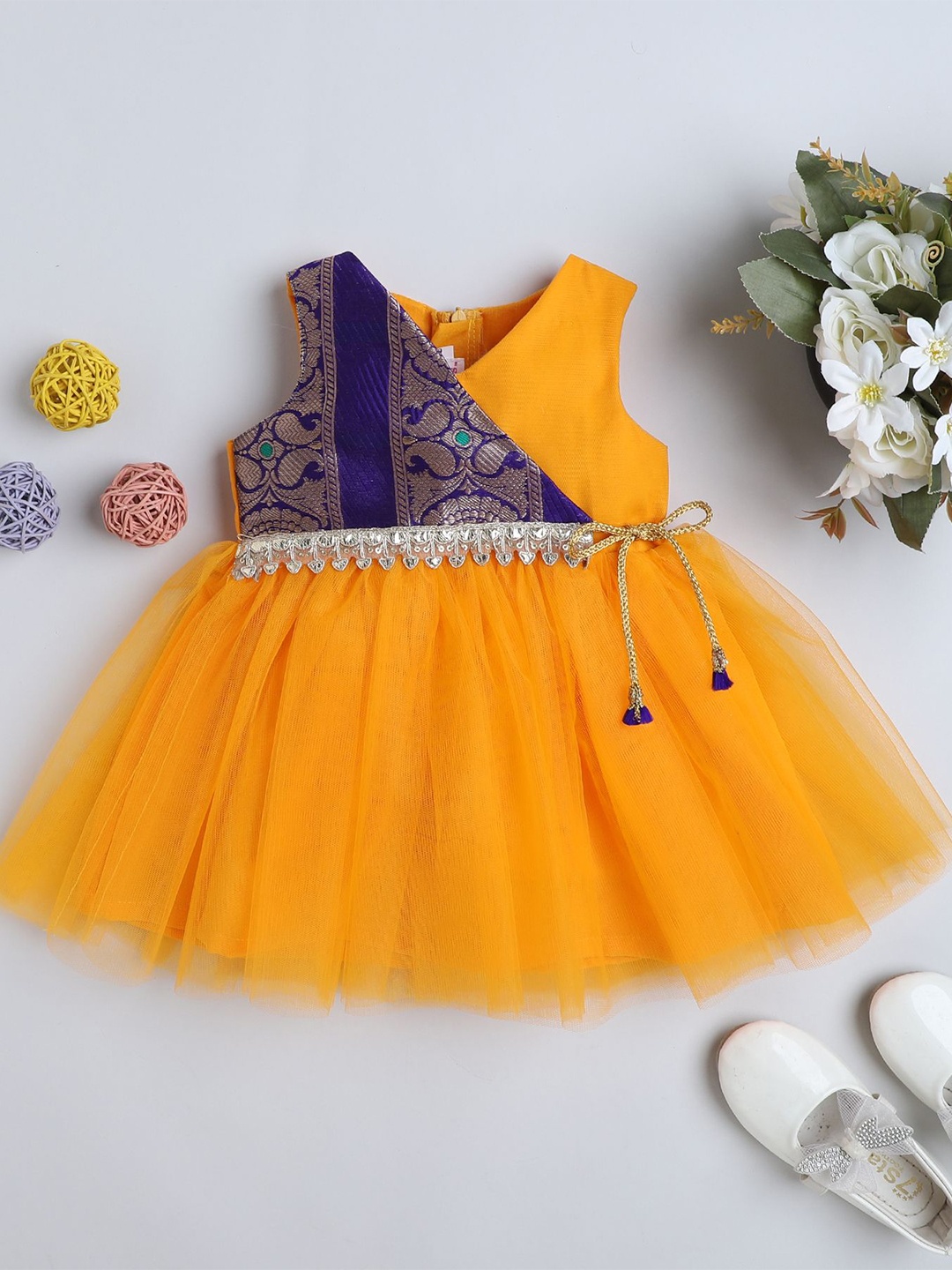 

MANY FROCKS & Girls Net Fit & Flare Dress, Mustard