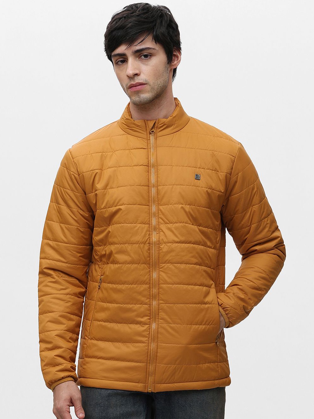 

Klub Fox Men Mock Collar Quilted Jacket, Mustard