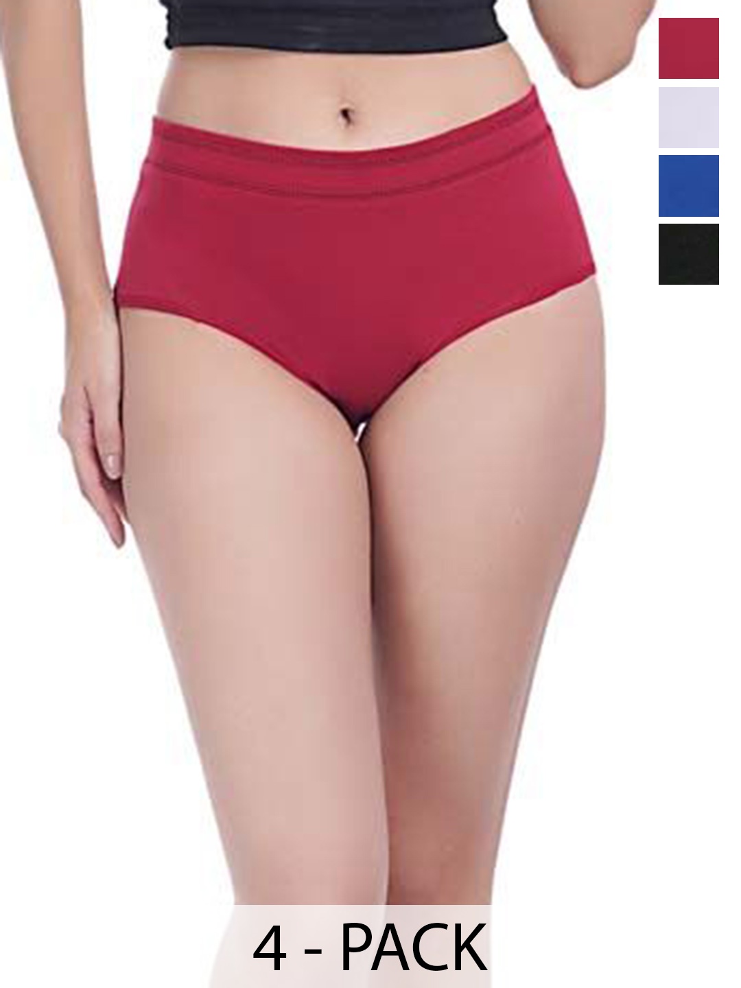 

YOU FOREVER Pack Of 4 Women High Waist Cotton Hipster Briefs, Blue