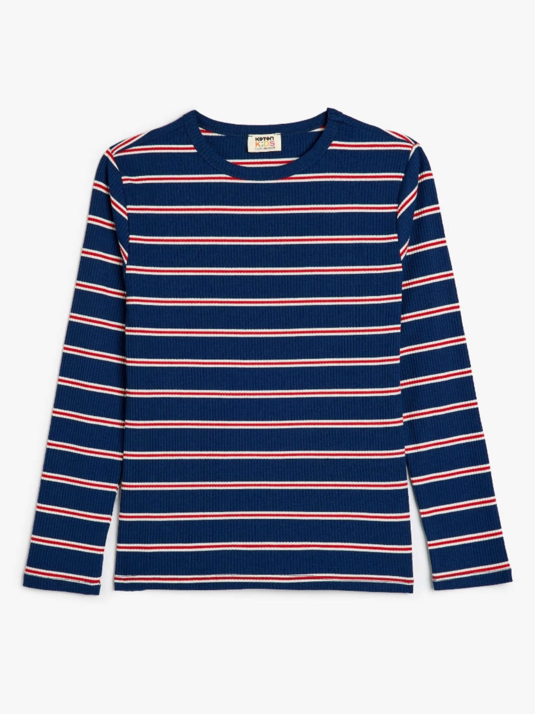 

Koton Girls Striped Round Neck T-shirt, Blue