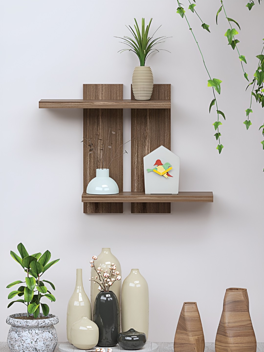 

RANDOM Brown Engineered Wood Multipurpose Storage Wall Shelf