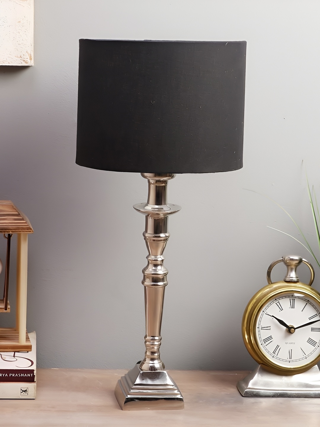 

pristine interiors Black Metal Contemporary Cylindrical Shaped Table Lamp