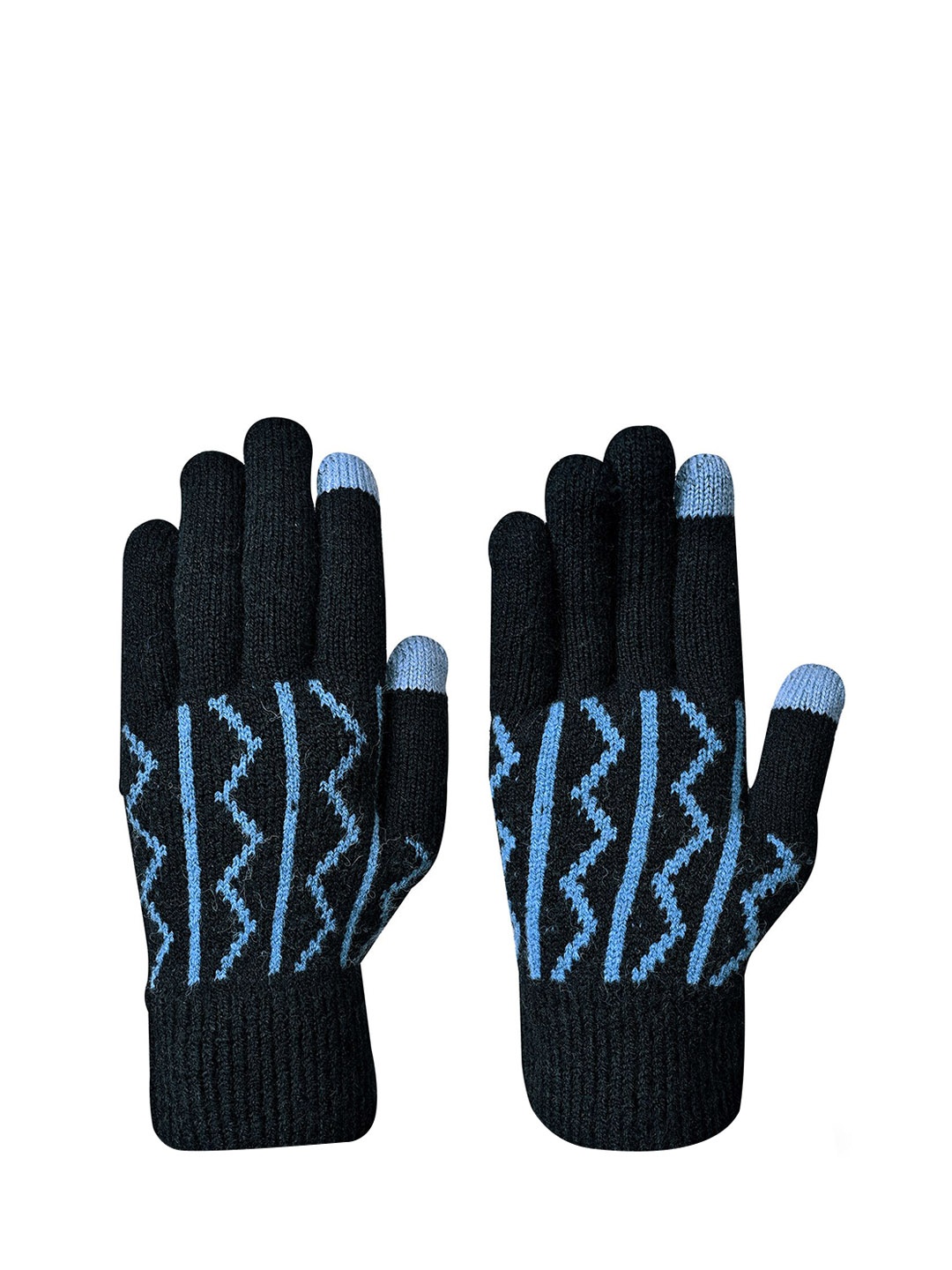 

LOOM LEGACY Men Patterned Acrylic Winter Gloves, Black