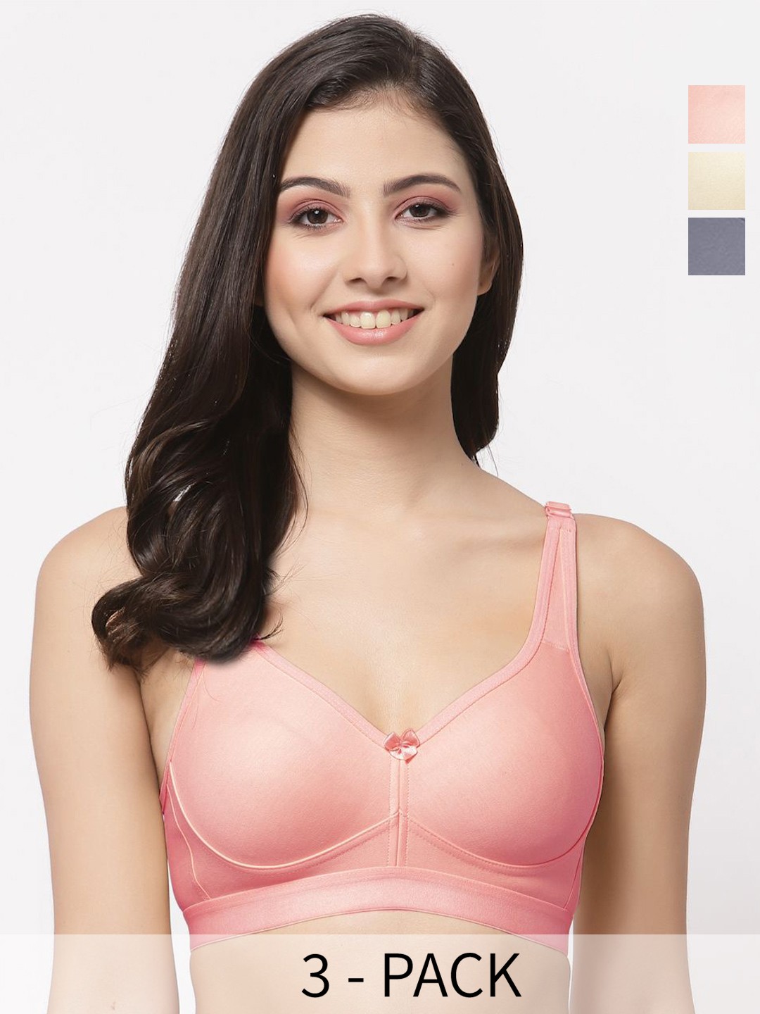 

College Girl Pack Of 3 Full Coverage Lightly Padded Minimizer Bra, Beige