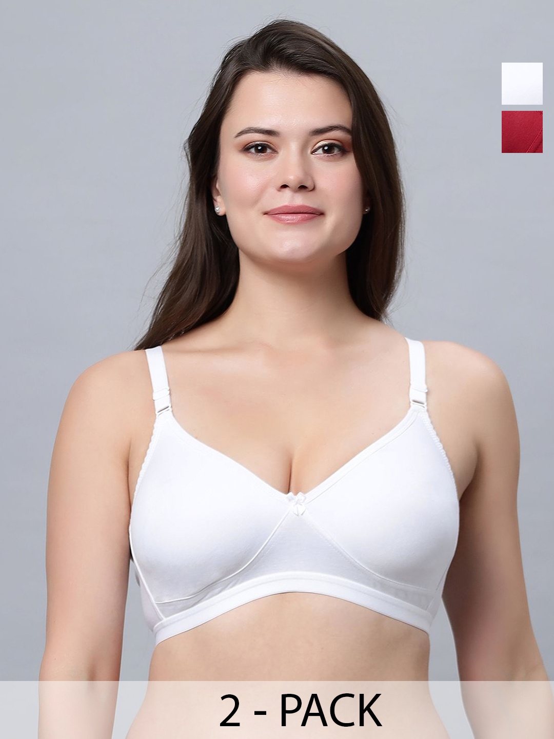 

In Care Pack Of 2 Non Padded Full Coverage Underwired T-shirt Bra, White