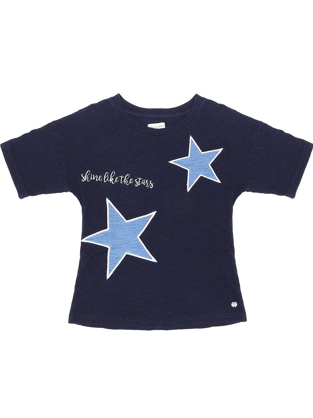 

Gini and Jony Girls Graphic Printed Round Neck Cotton T-Shirts, Navy blue