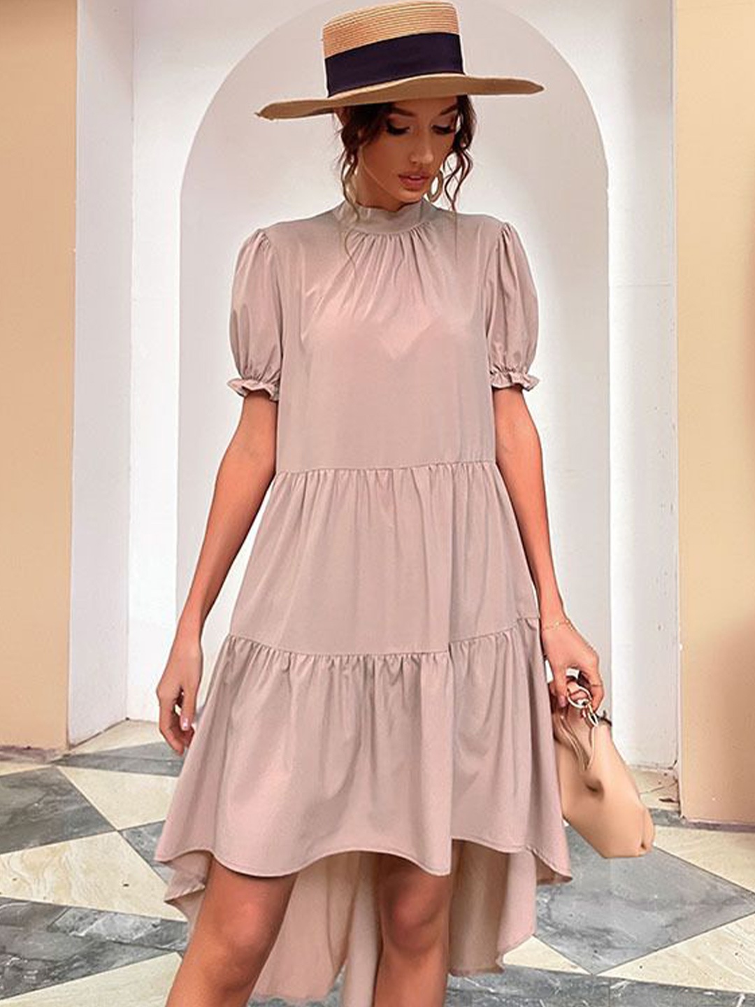 

StyleCast Cold-Shoulder A-Line Midi Dress, Beige