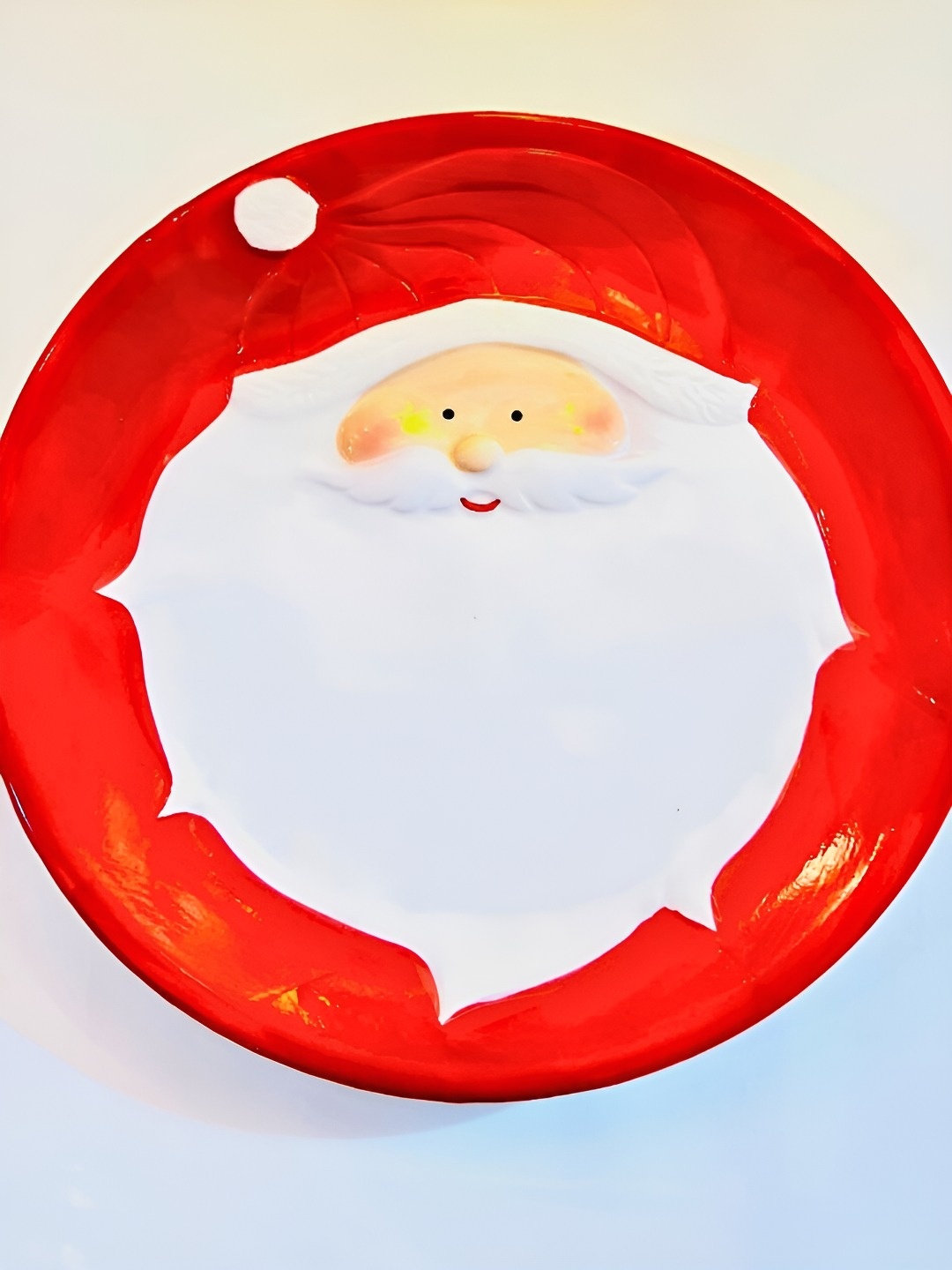 

Timaya's Decor Red & White Ceramic Printed Glossy Happy Santa Plate