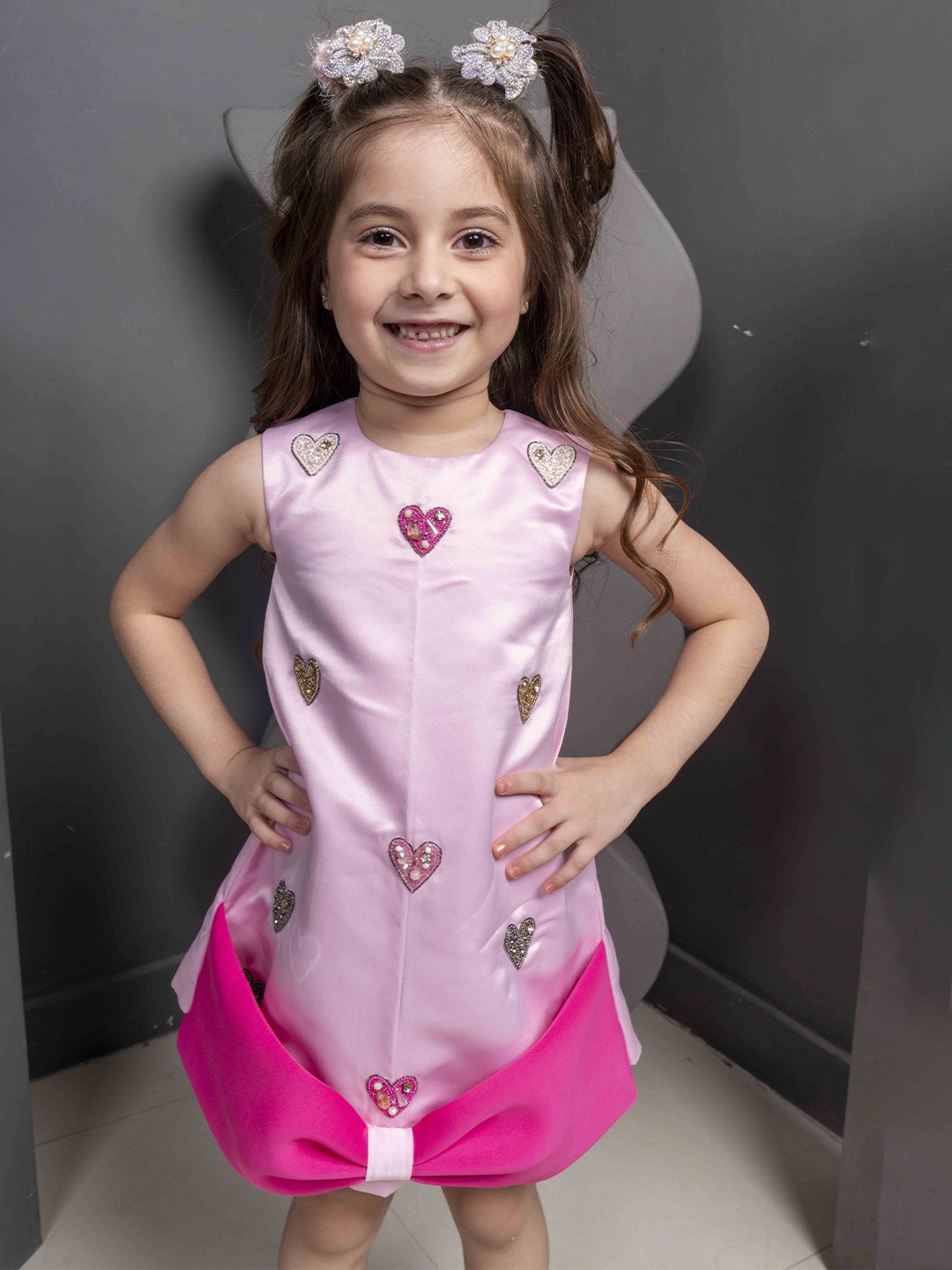 

HOITY MOPPET Embroidered A-Line Mini Dress, Pink