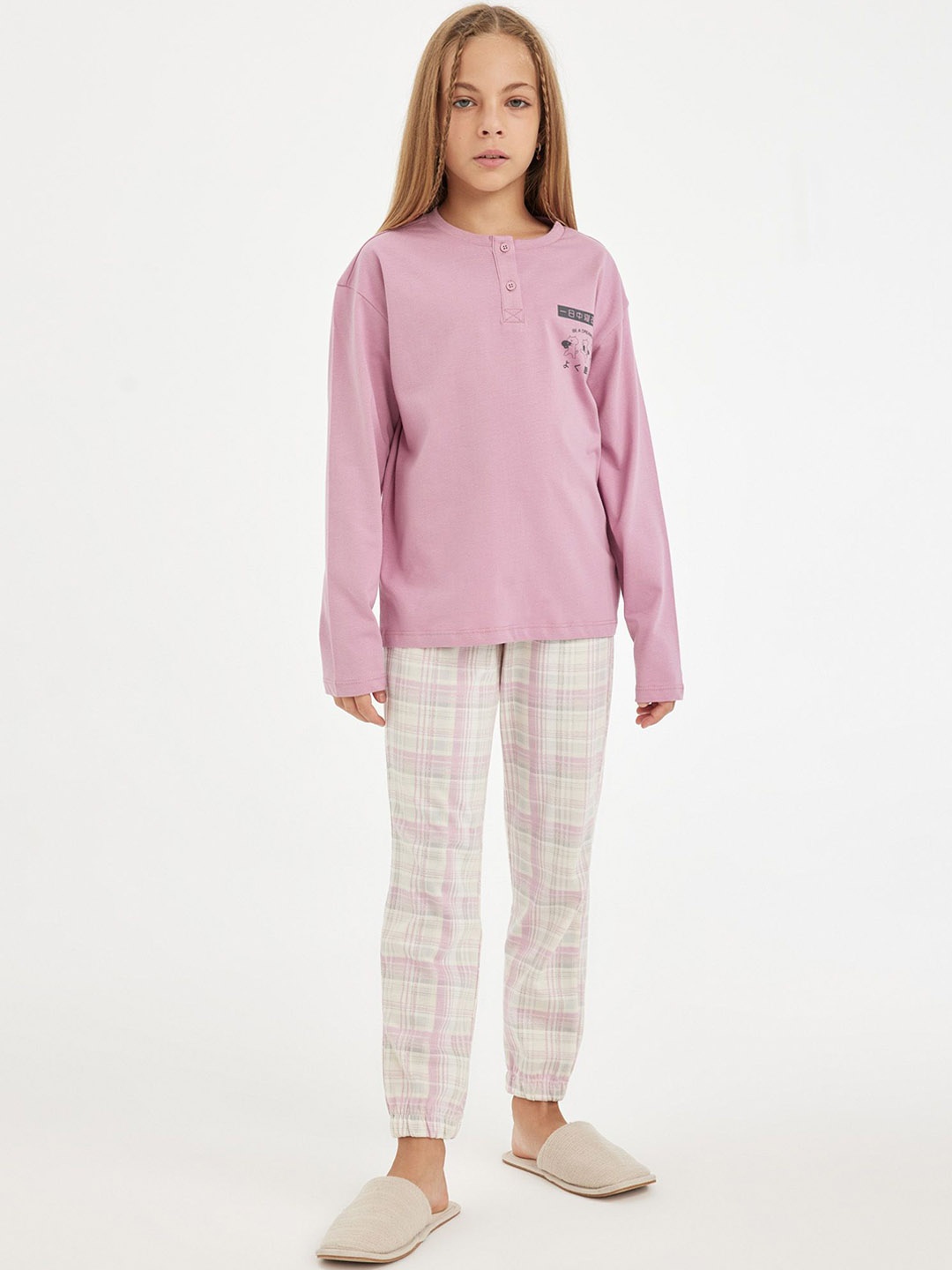 

DeFacto Girls Checked Pure Cotton Clothing Set, Pink