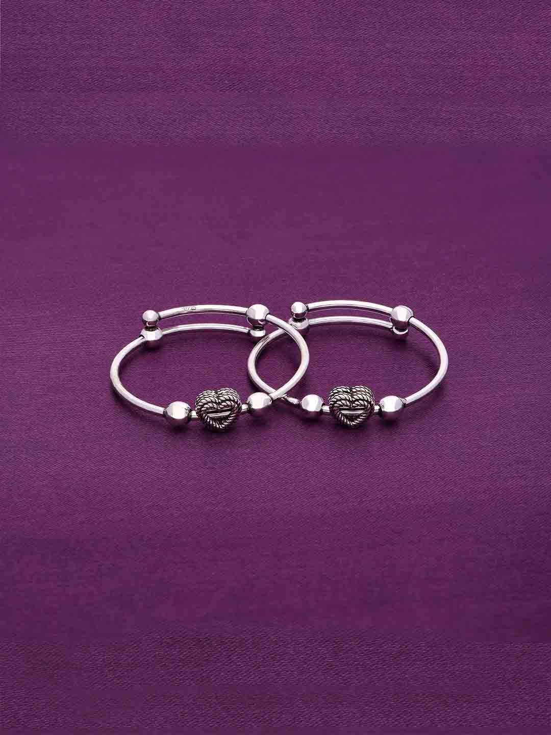 

KAI JEWEL Kids Set Of 2 Sterling Silver Rhodium-Plated Oxidised Kada Bracelets