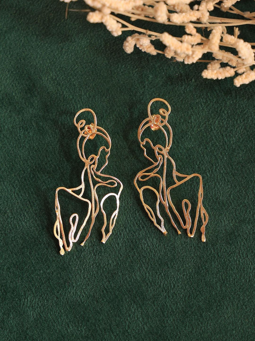 

ROYAL PITARAH Gold Plated Contemporary Drop Earrings