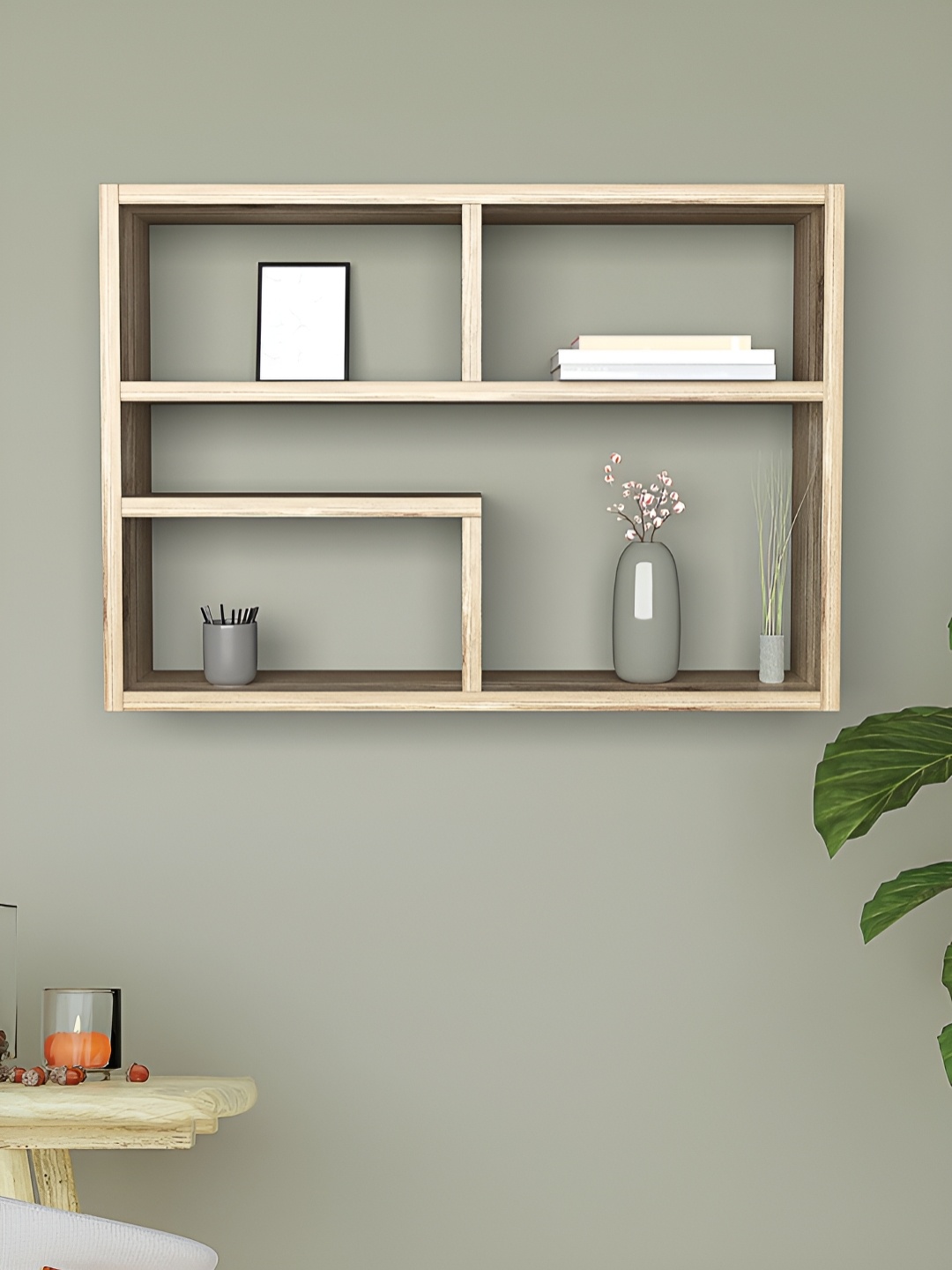 

RANDOM Brown Engineered Wood Multipurpose Storage Wall Shelf