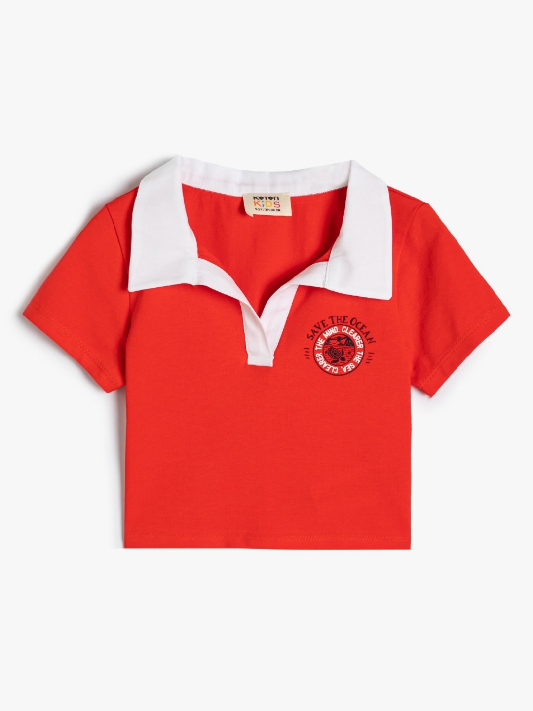 

Koton Girls Graphic Printed Round Neck Cotton T-shirt, Red