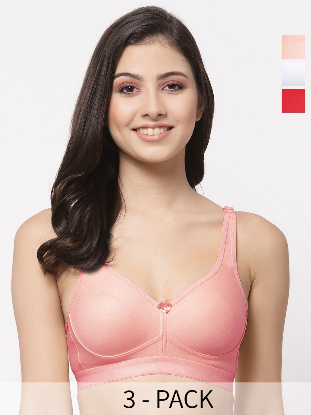 

College Girl Pack Of 3 Full Coverage Lightly Padded Minimizer Bra, Red