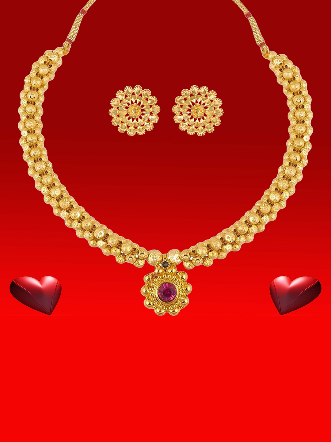 

Heer Collection Gold-Plated Stone Studded Necklace With Earrings