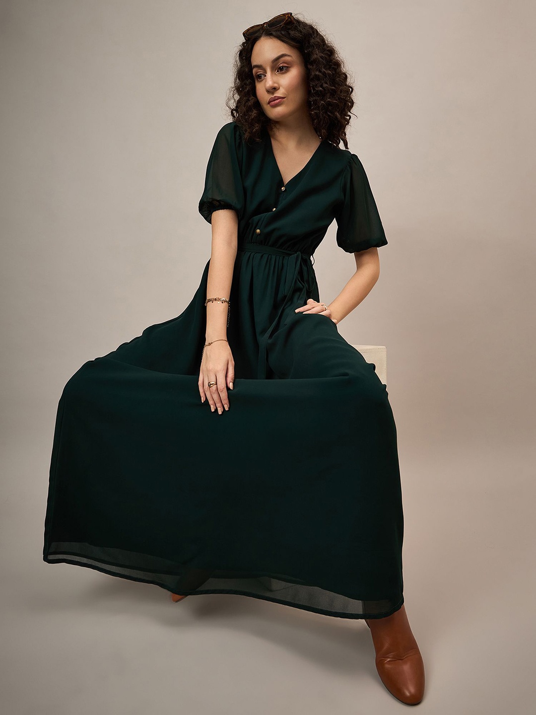 

The Roadster Women Lifestyle Co A-Line Maxi Dresses, Green