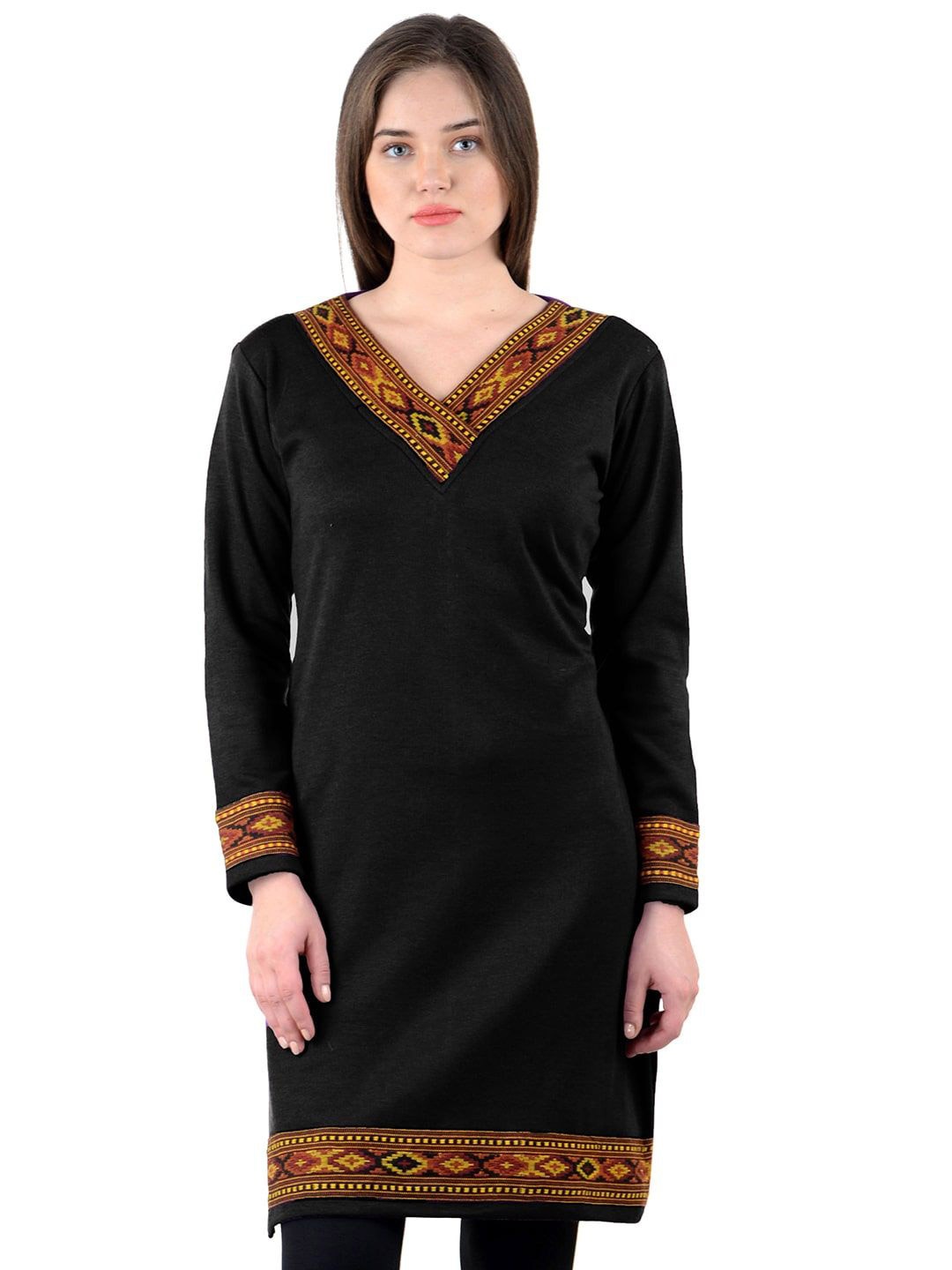 

KALINI Women V-Neck Kurti, Black