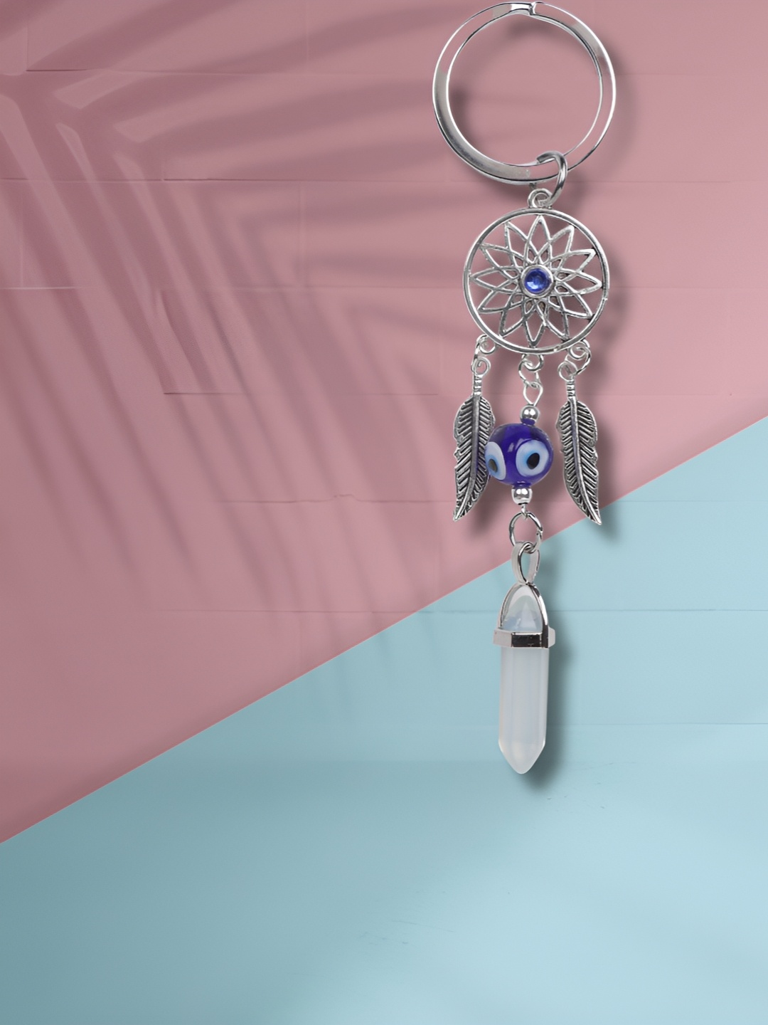 

Archies Blue Sacred Protection Evil Eye Keychain, Silver