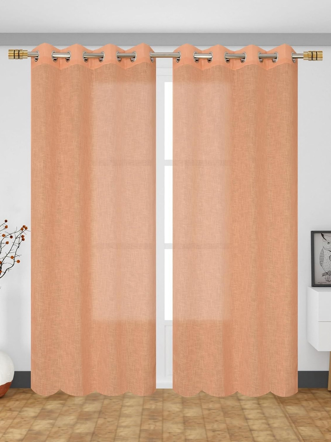 

Banchmark Home Furnishings Orange 2 Pieces Sheer Linen Cotton Door Curtains