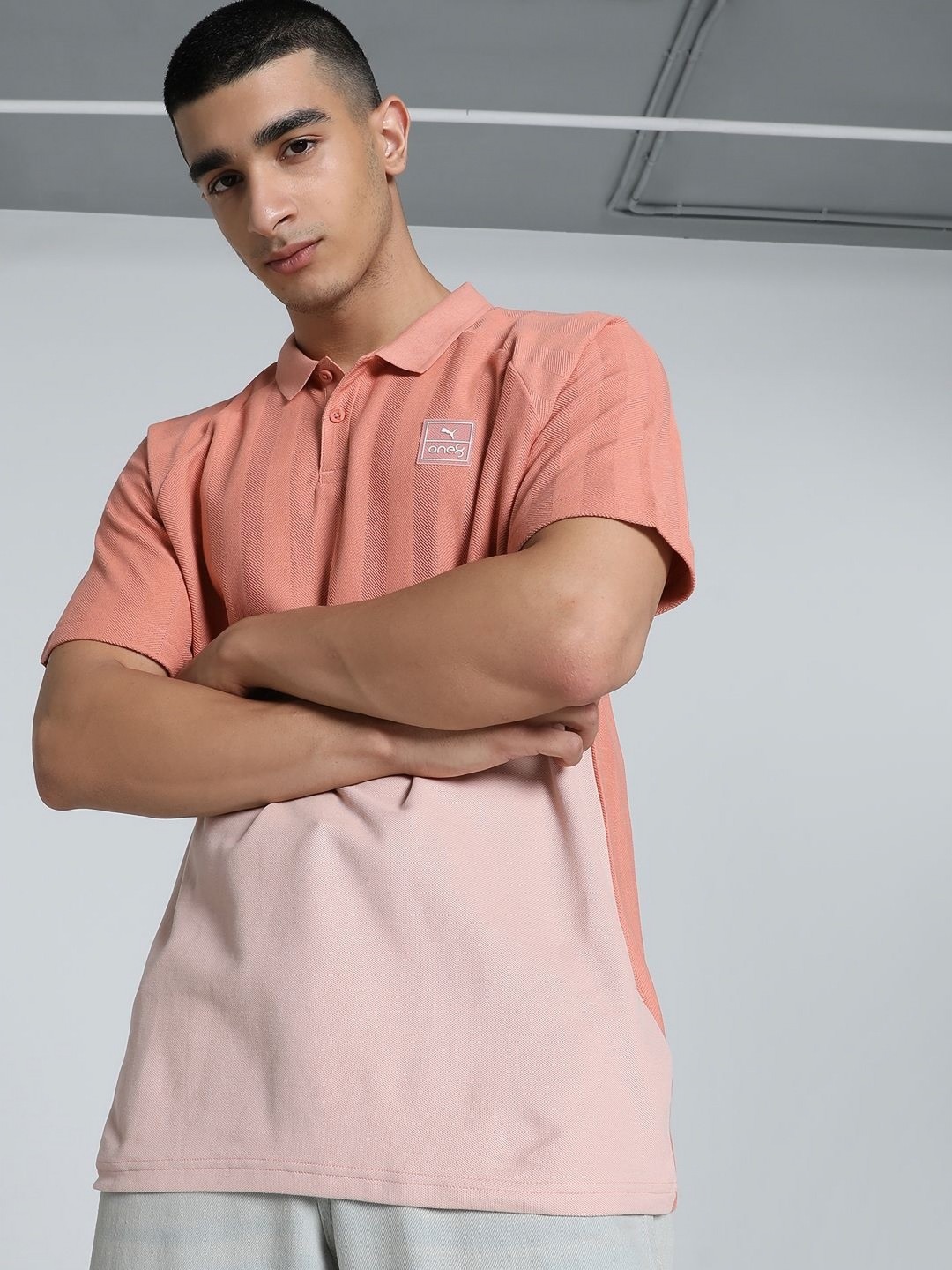 

one8 x PUMA Men Solid Polo Collar Cotton T-shirt, Pink