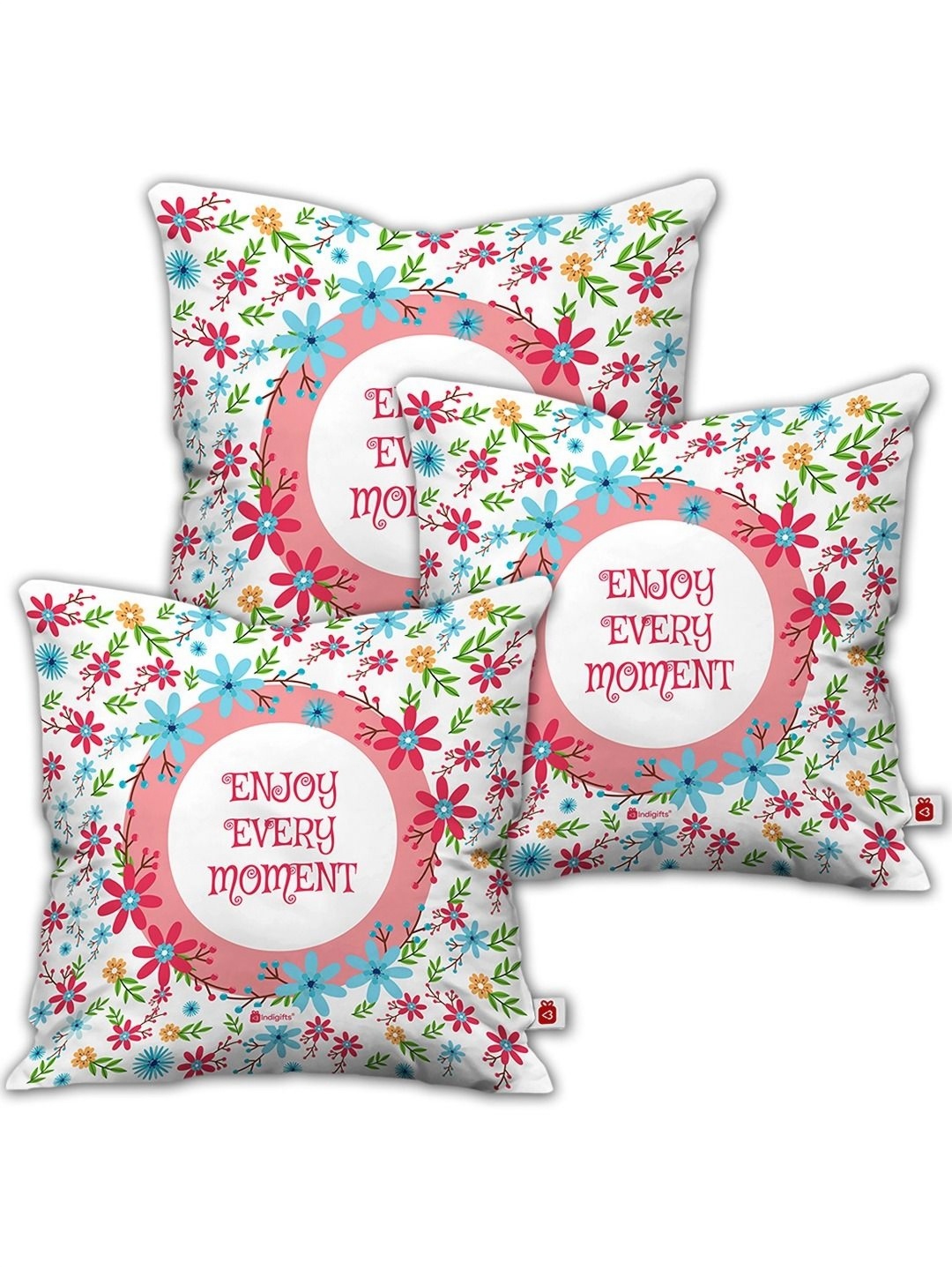 

Indigifts White & Pink 3 Pieces Floral Printed Square Shaped Cushion Covers