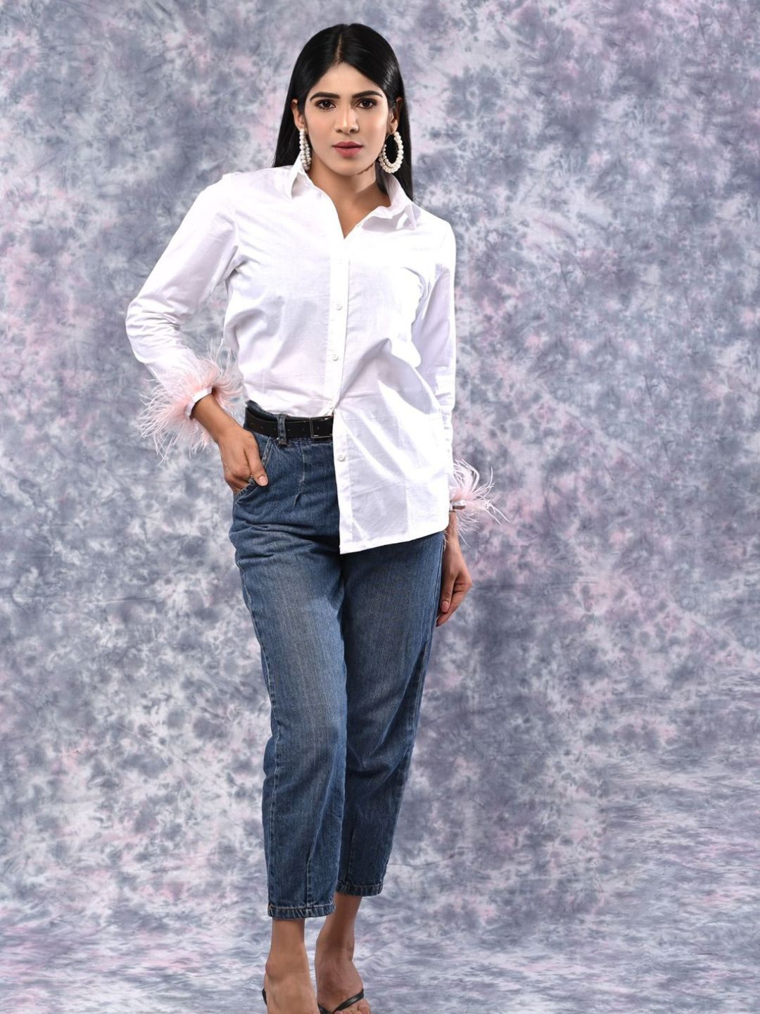 

SAADGEE Women Classic Spread Collar Solid Cotton Party Shirt, White