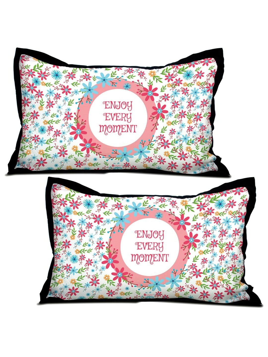 

Indigifts White and Blue 2 Pieces Floral Printed Pillows
