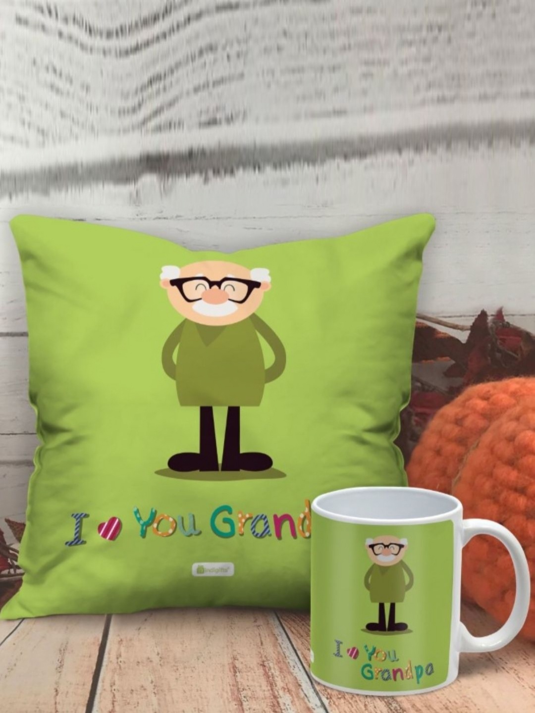 

Indigifts Green 2 Pieces Printed Square Shaped Cushion Covers With Mug