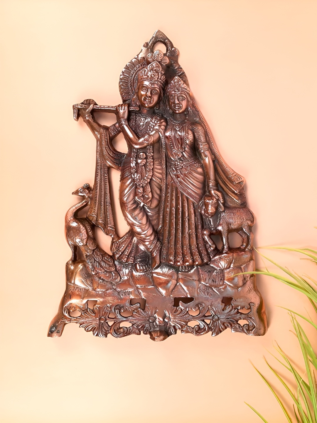 

apka mart Copper Toned Radha Krishna Hanging Wall Decor