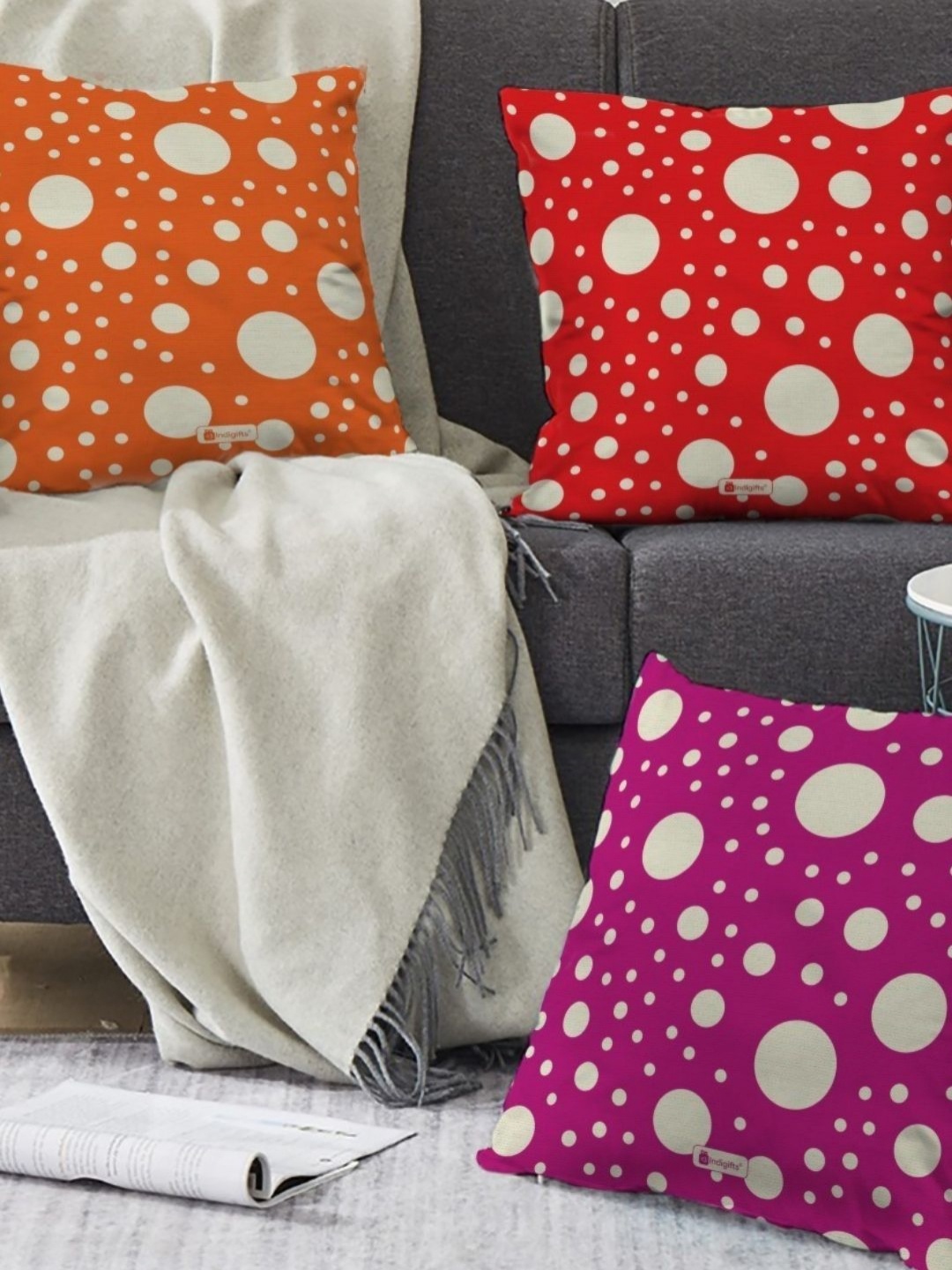 

Indigifts Red & White 3 Pieces Printed Square Shaped Cushion Covers