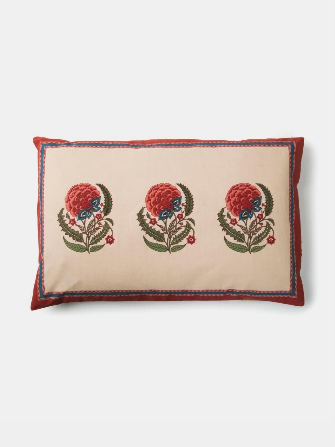 

Fabindia White & Red Floral Printed Pure Cotton Rectangle Pillow Covers