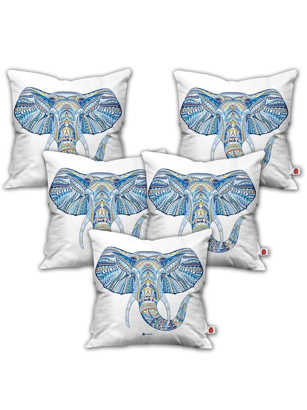 

Indigifts White 5 Pieces Ethnic Motifs Printed Square Shaped Cushions