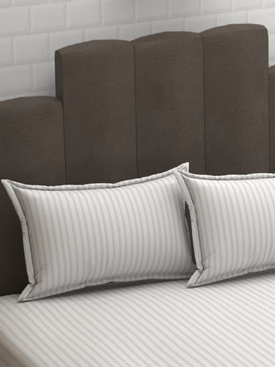 

AaHo Decor White & Grey 2 Pieces Striped Rectangle Pillow Covers
