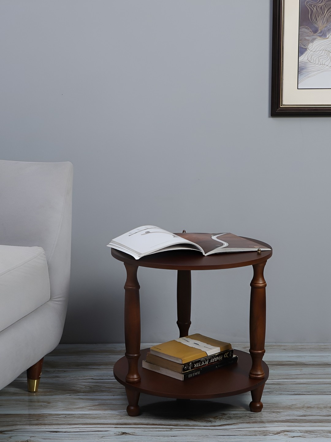 

pristine interiors Brown Wooden Round Bedside Table