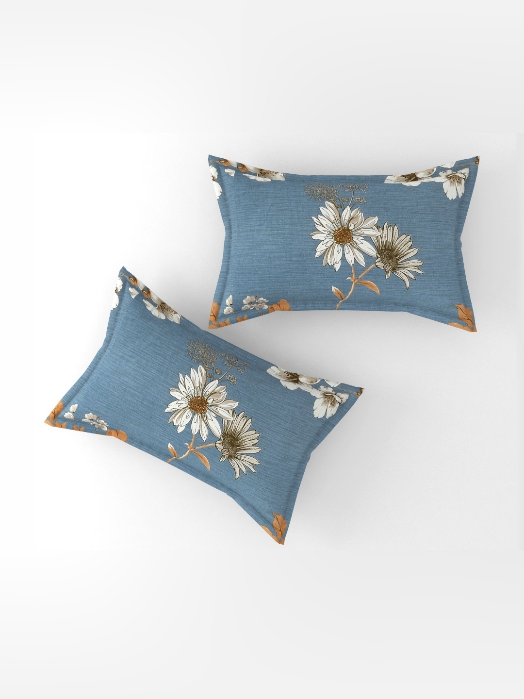 

AaHo Decor Grey & White 2 Pieces Floral Printed Rectangle Pillow Covers