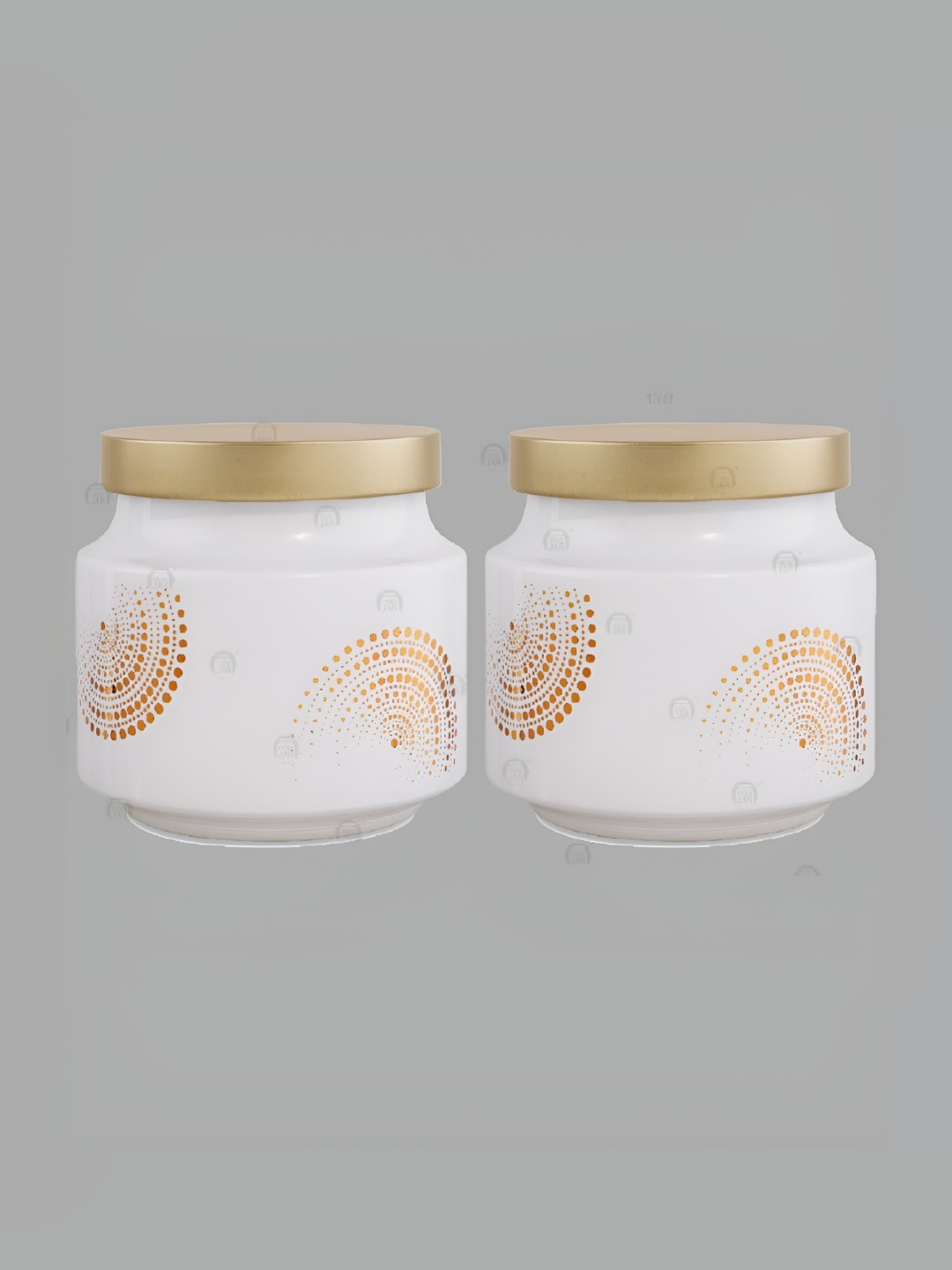 

tyche enterprises White 2 Pieces Printed Glass Dishwasher Safe Containers 600 ml