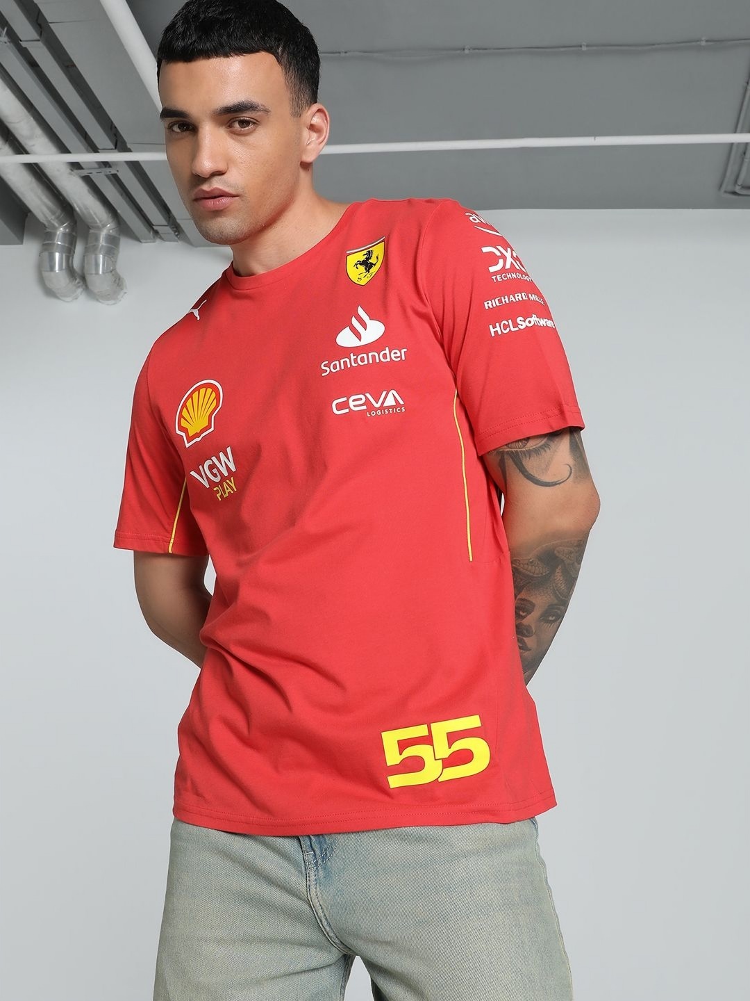 

PUMA Men sf sainz Motorsport Typography Printed Cotton T-shirt, Peach