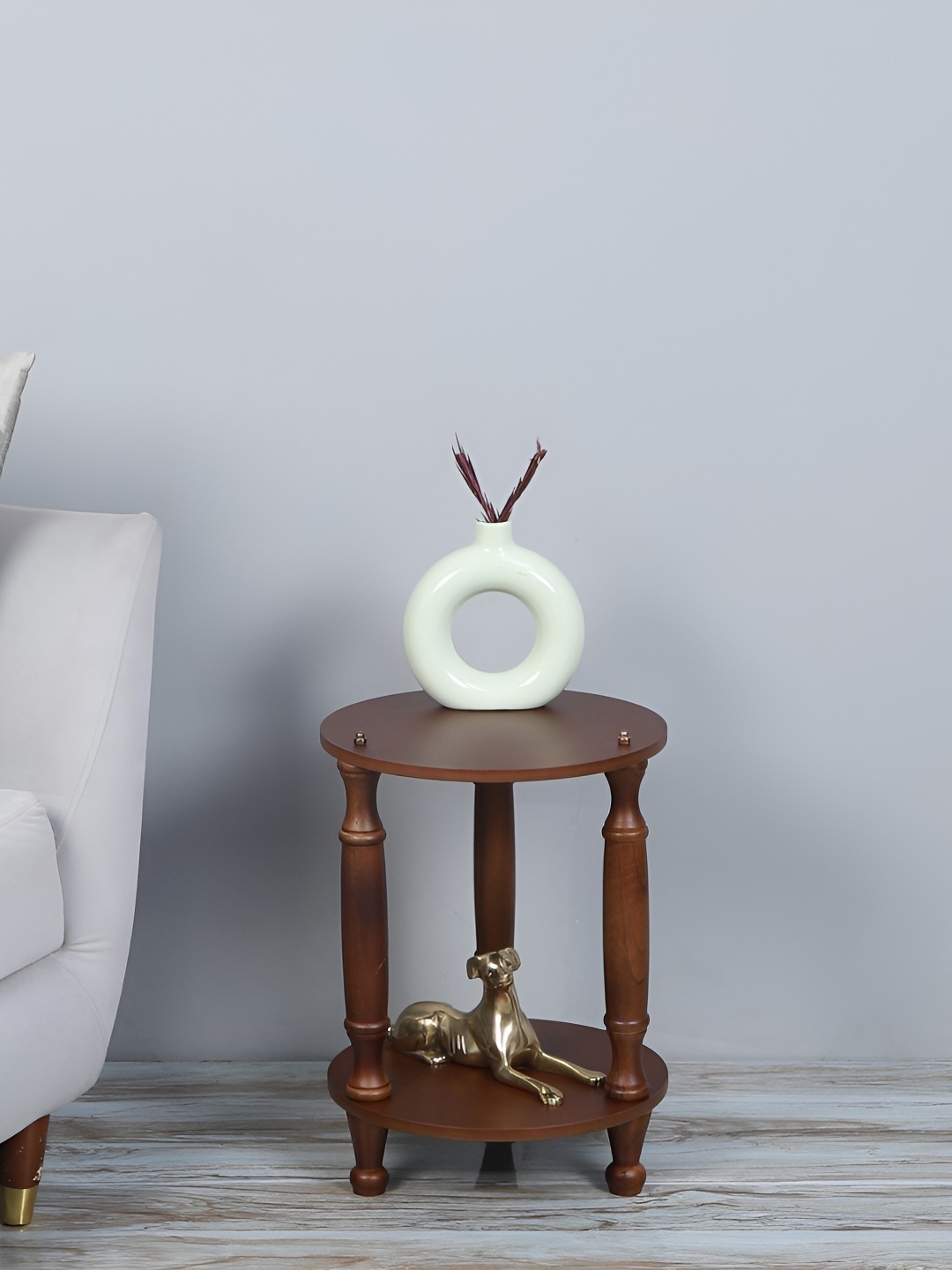 

pristine interiors Brown Round Bedside Table