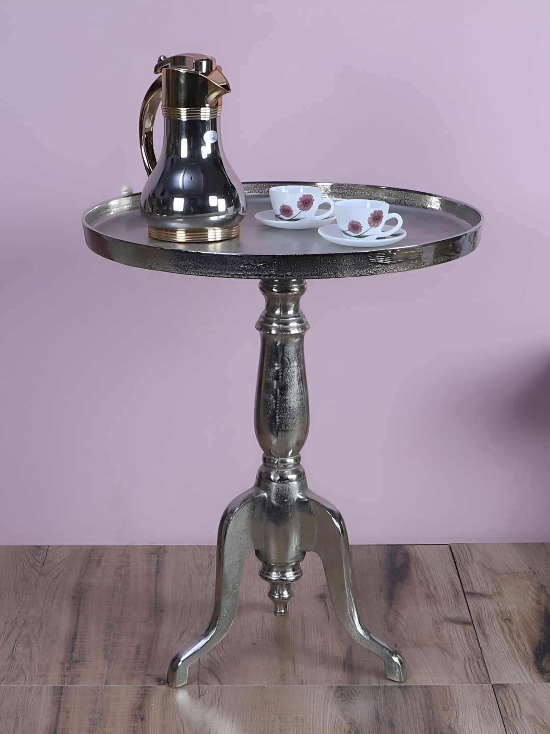 

pristine interiors Round Shape Coffee Table, Silver