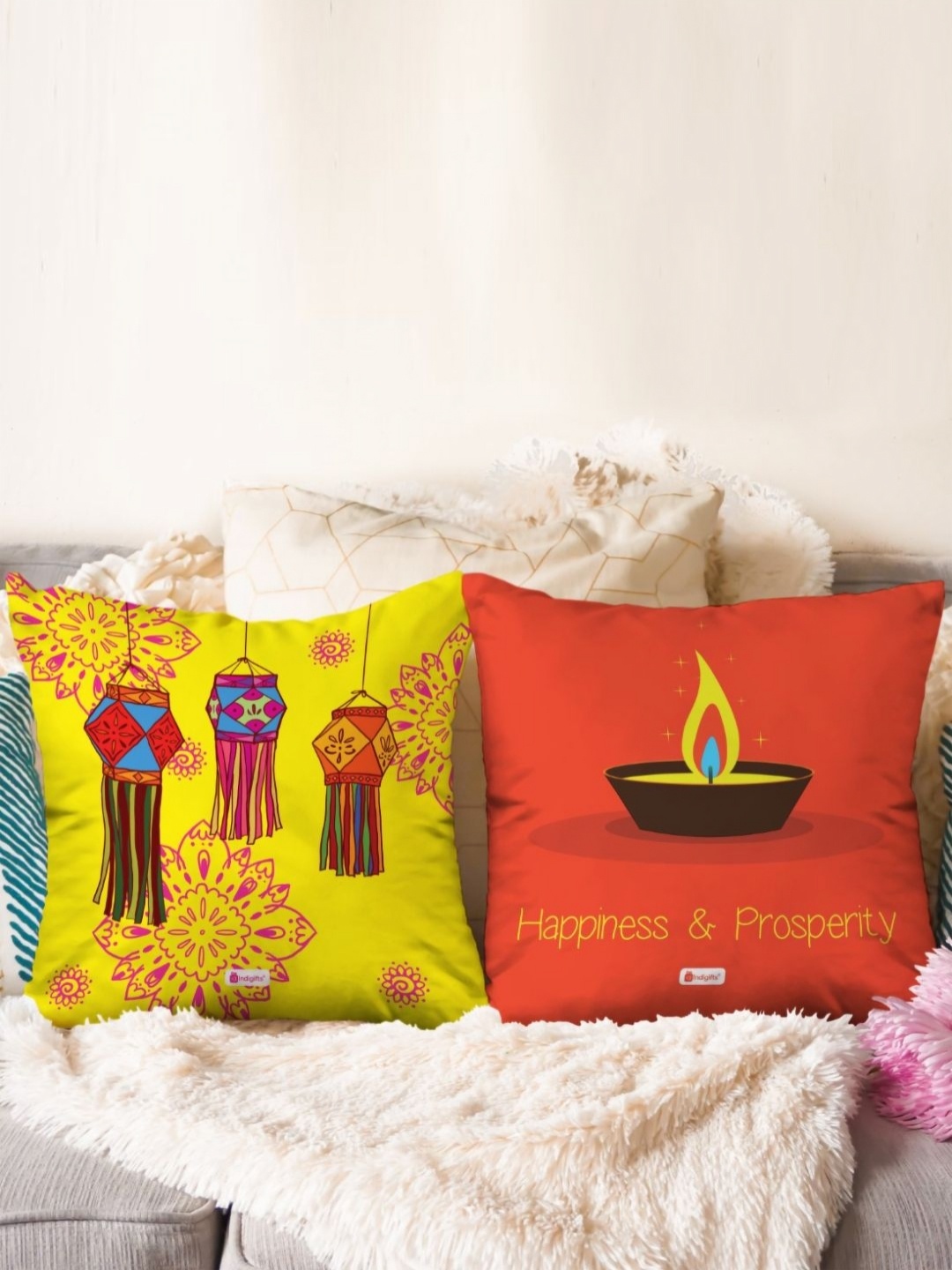 

Indigifts Red & Yellow 2 Pieces Ethnic Motifs Printed Square Shaped Cushion Covers