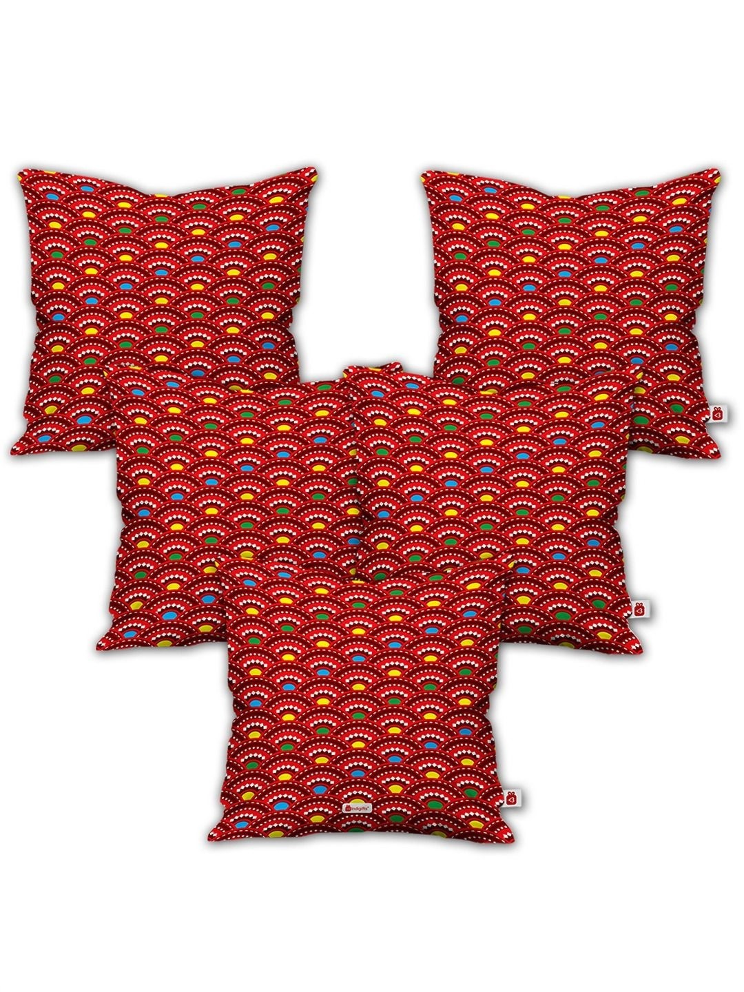 

Indigifts Maroon & Yellow 5 Pieces Ethnic Motifs Printed Square Cushion Covers