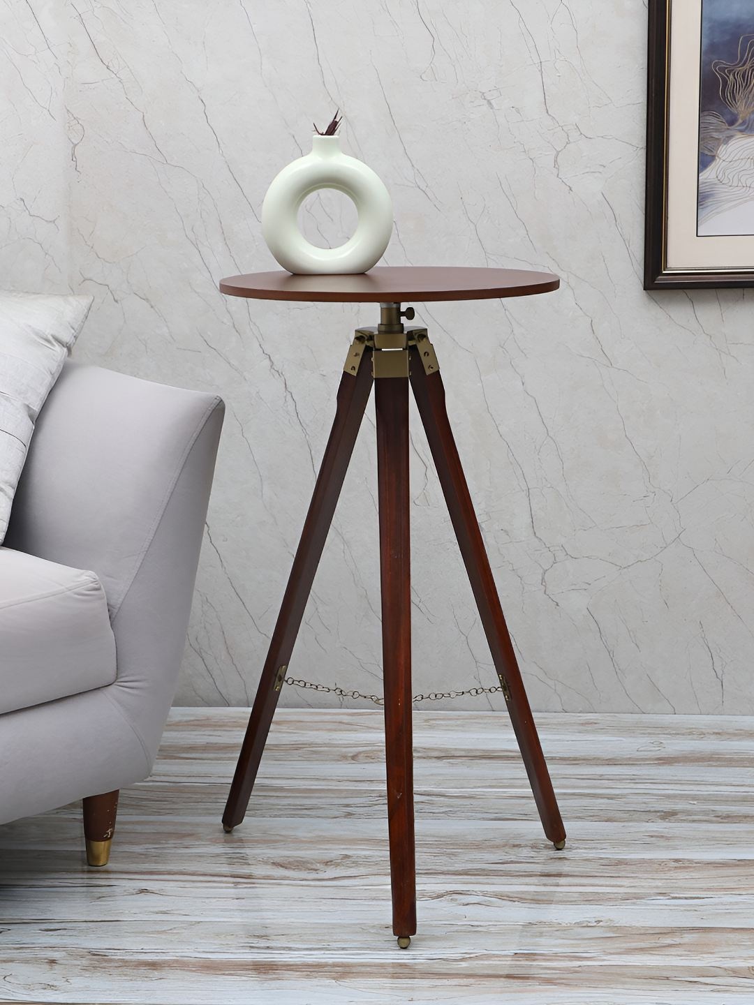 

pristine interiors Wooden Round Bedside Table, Brown