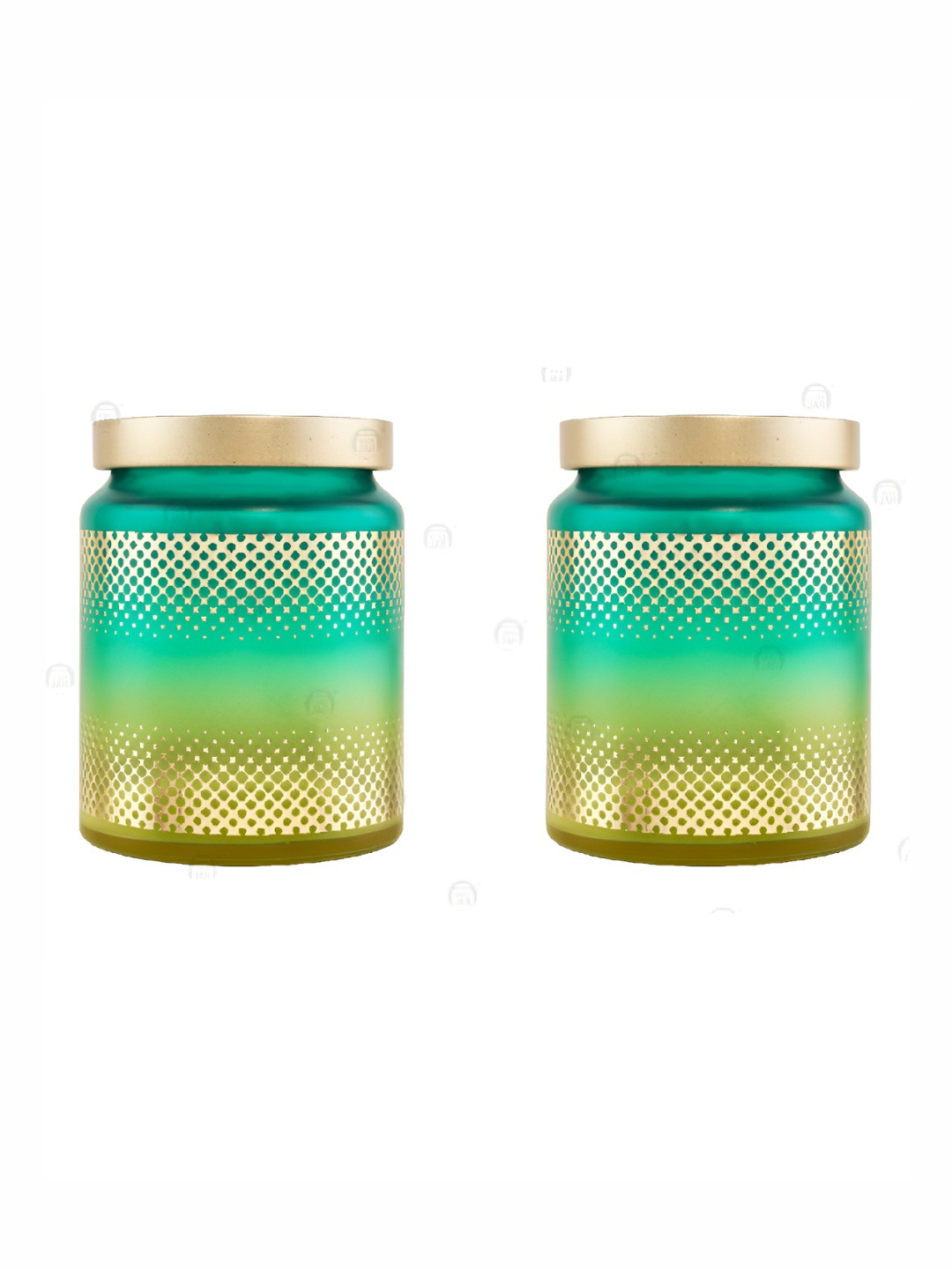 

tyche enterprises Yellow & Green 2 Pieces Glass Dishwasher Safe Container 770 ml