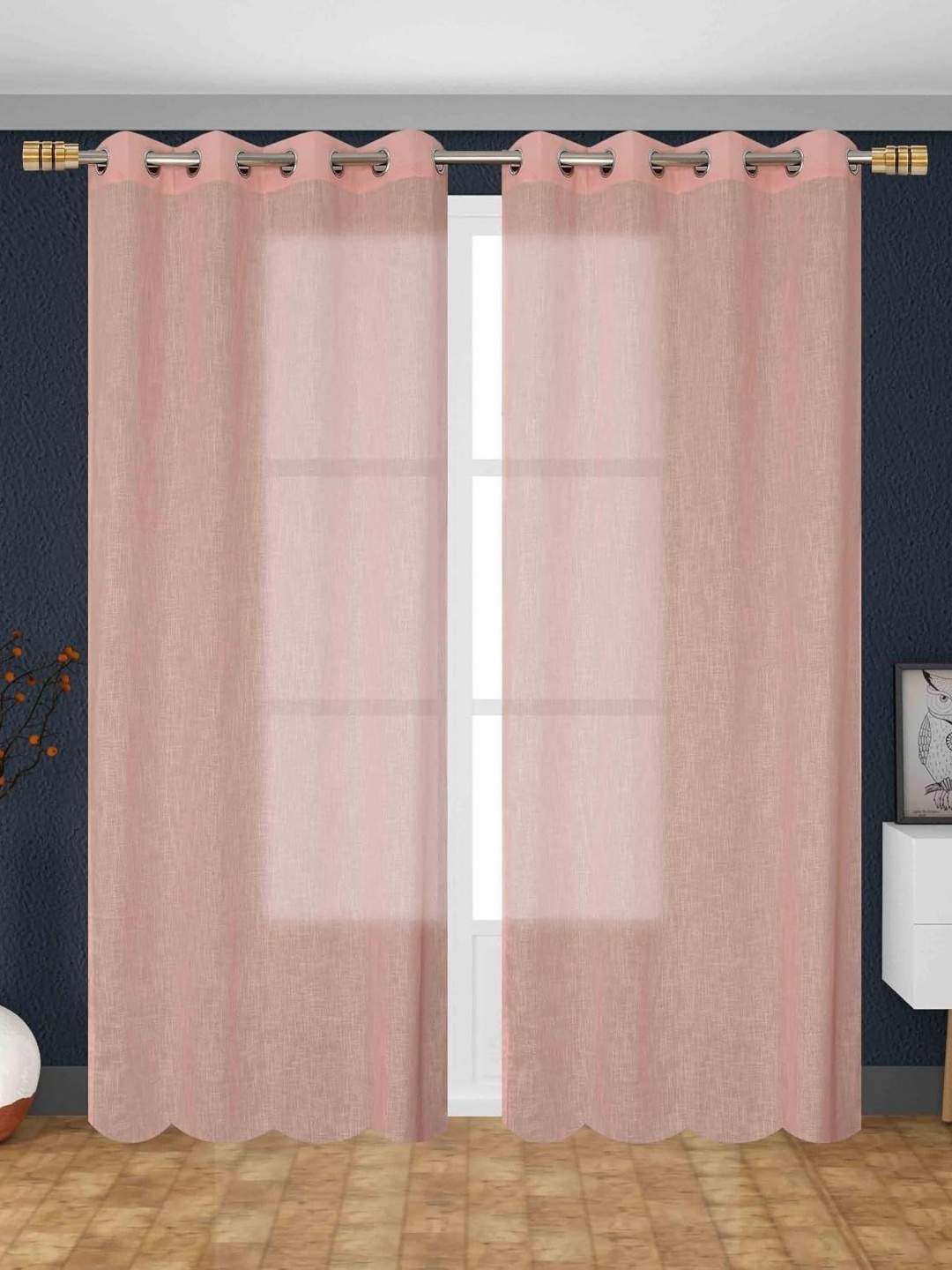 

Banchmark Home Furnishings Pink 2 Pieces Sheer Linen Door Curtains