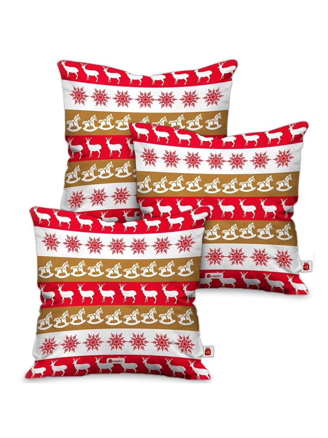 

Indigifts White & Red 3 Pieces Floral Printed Square Shaped Cushion Covers